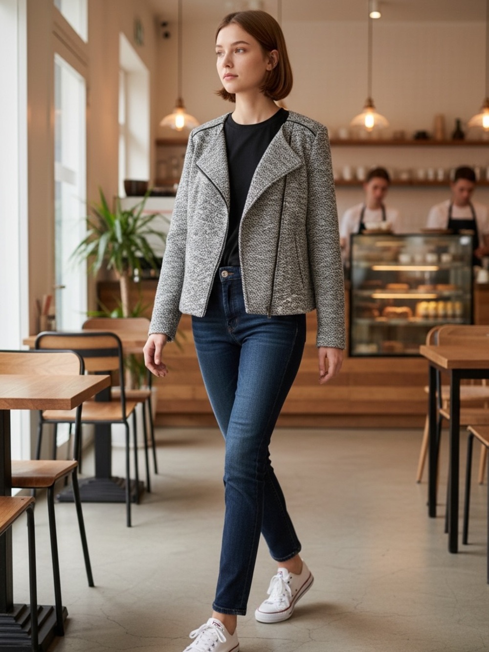 Banana Republic Black and White Knit Crewneck Sweater